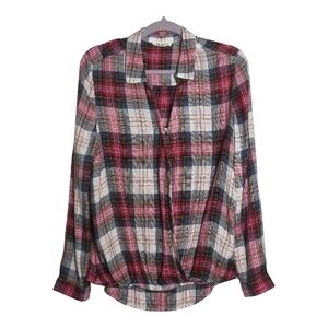 Beach Lunch Lounge Medium Plaid Harper Wrap Hi Low V Neck Coastal Casual Beach